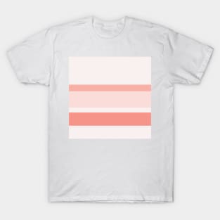 An admirable jumble of Isabelline, Light Pink, Melon and Vivid Tangerine stripes. T-Shirt